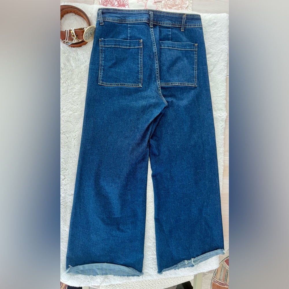 Zara Women's Dark Blue Flare Jeans - Picture 4 of 5